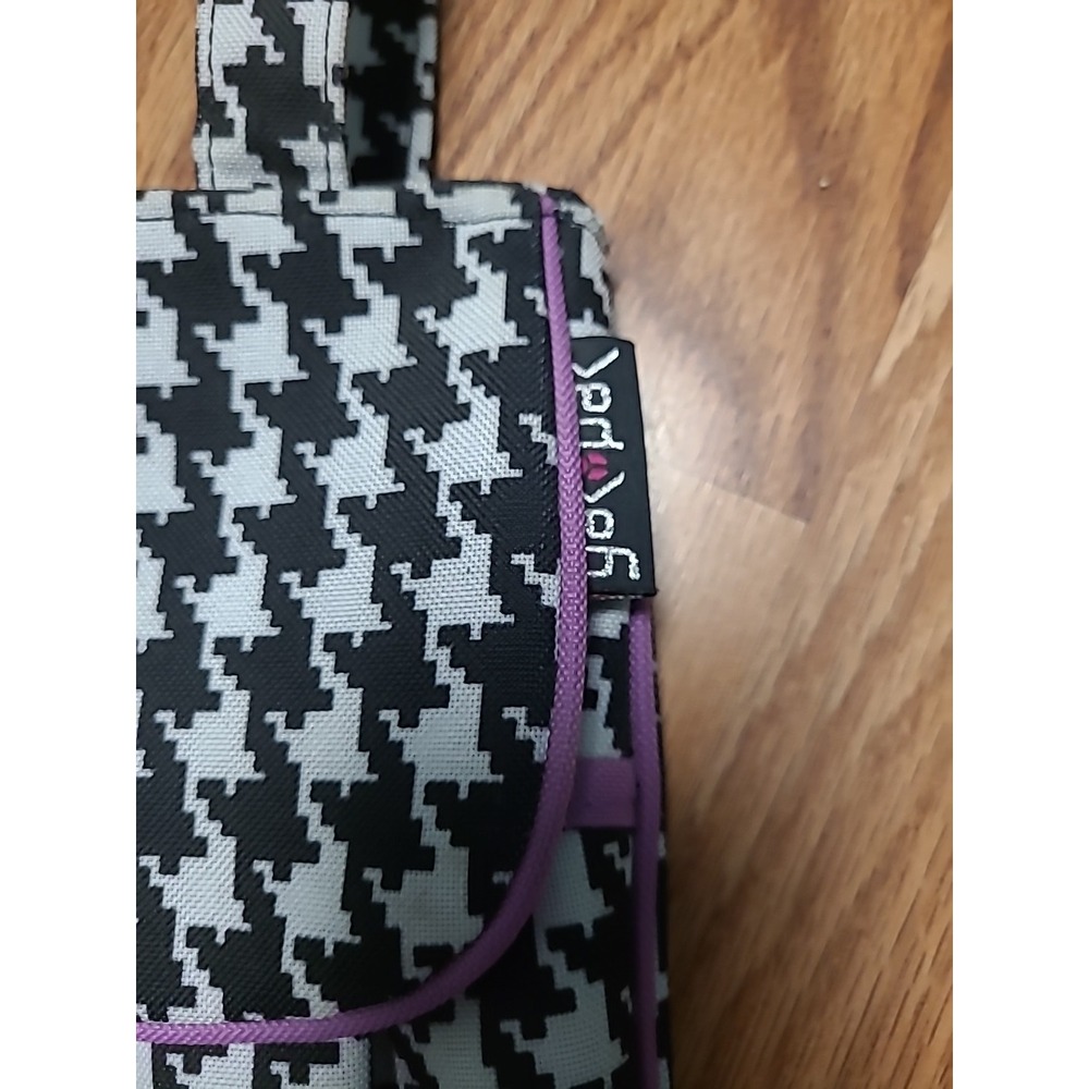YAK PAK Tote Bag Purse In Canvas Houndstooth Pattern Black & White Size LARGE - Picture 3 of 8